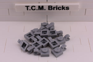 Light Bluish Gray / 61252 TCM Bricks Plate, Modified 1 x 1 with Clip Horizontal