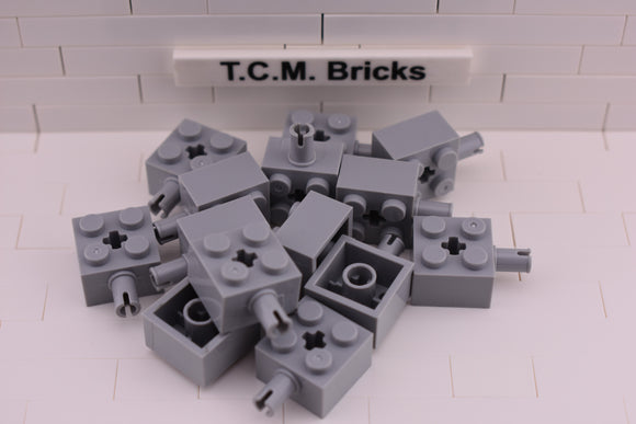 Light Bluish Gray / 6232 TCM Bricks Brick, Modified 2 x 2 with Pin and Axle Hole