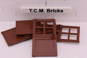 Black / 60623 TCM Bricks Door 1 x 4 x 6 with 4 Panes and Stud Handle
