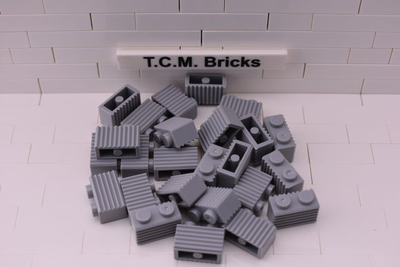Light Bluish Gray / 2877 TCM Bricks Brick, Modified 1 x 2 with Grille (Flutes)