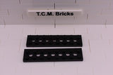 Black / 3738 TCM Bricks Plate 2 x 8 with 7 Holes