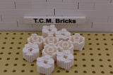 White / 92947 TCM Bricks Brick, Round 2 x 2 with Flutes (Grille) and Axle Hole