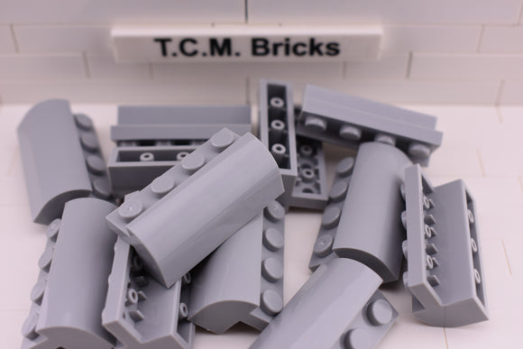 Light Bluish Gray / 6081 TCM Bricks Brick, Modified 2 x 4 x 1 1/3 with Curved Top