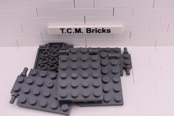 Dark Bluish Gray / 92099 TCM Bricks Plate, Modified 4 x 6 with Trap Door Hinge (Long Pins)