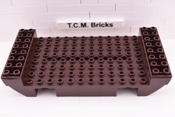 Dark Brown / 2560 TCM Bricks Boat Hull Large Middle 8 x 16 x 2 1/3 with 9 Holes