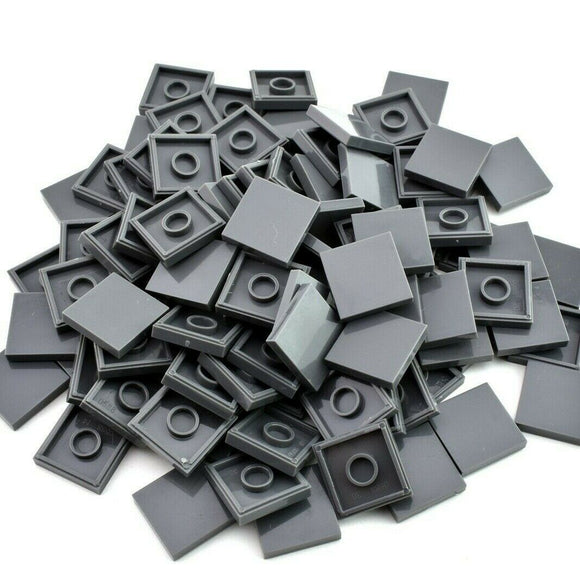 TCM BRICKS Dark Gray 2X2 Tile Smooth Flat X50 Compatible Parts Dark Stone